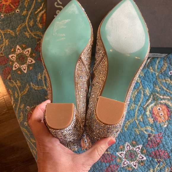 Betsey Johnson Crystal-Embellished Silver Pointed Ankle Boots - Picture 5 of 6